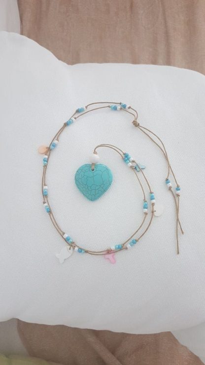 Hippie Chic Necklace with turquoise stone heart