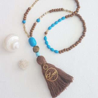 Love and Peace blue necklace