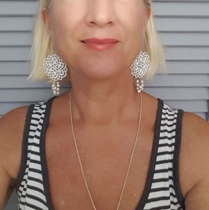 Long White earrings - Image 2