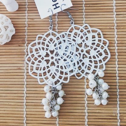 Long White earrings