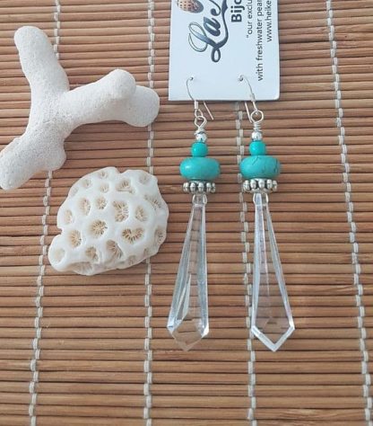 Turquoise earrings with acrylic pendant